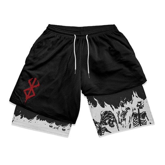 Anime Berserk 2 in 1 Gym Shorts - Pulse Gym Wear