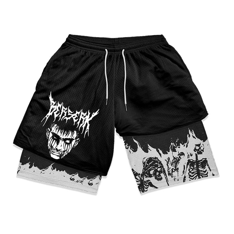 Anime Berserk 2 in 1 Gym Shorts - Pulse Gym Wear