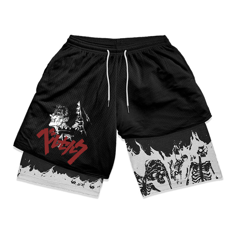 Anime Berserk 2 in 1 Gym Shorts - Pulse Gym Wear