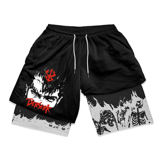 Anime Berserk 2 in 1 Gym Shorts - Pulse Gym Wear