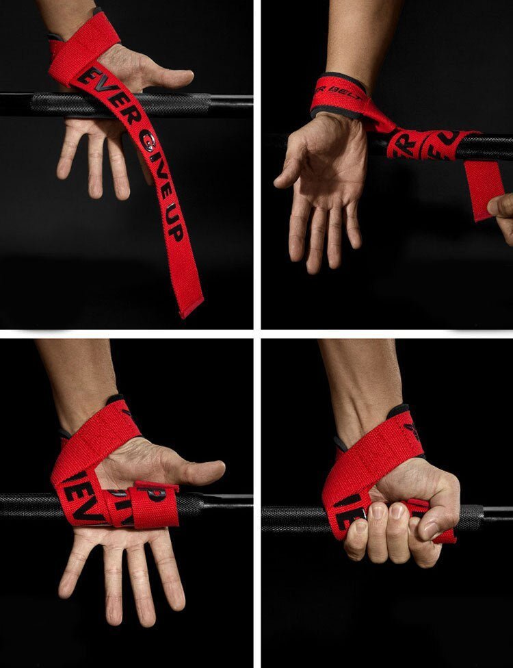 Lifting Straps - NEVER GIVE UP - Pulse Gym Wear