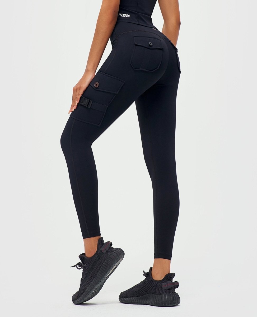 Cargo Fitness Leggings - Black - Pulse Gym Wear