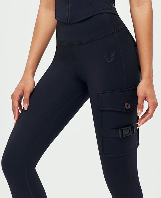 Cargo Fitness Leggings - Black - Pulse Gym Wear