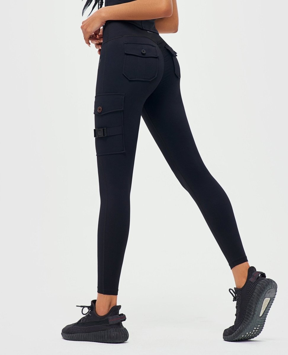 Cargo Fitness Leggings - Black - Pulse Gym Wear